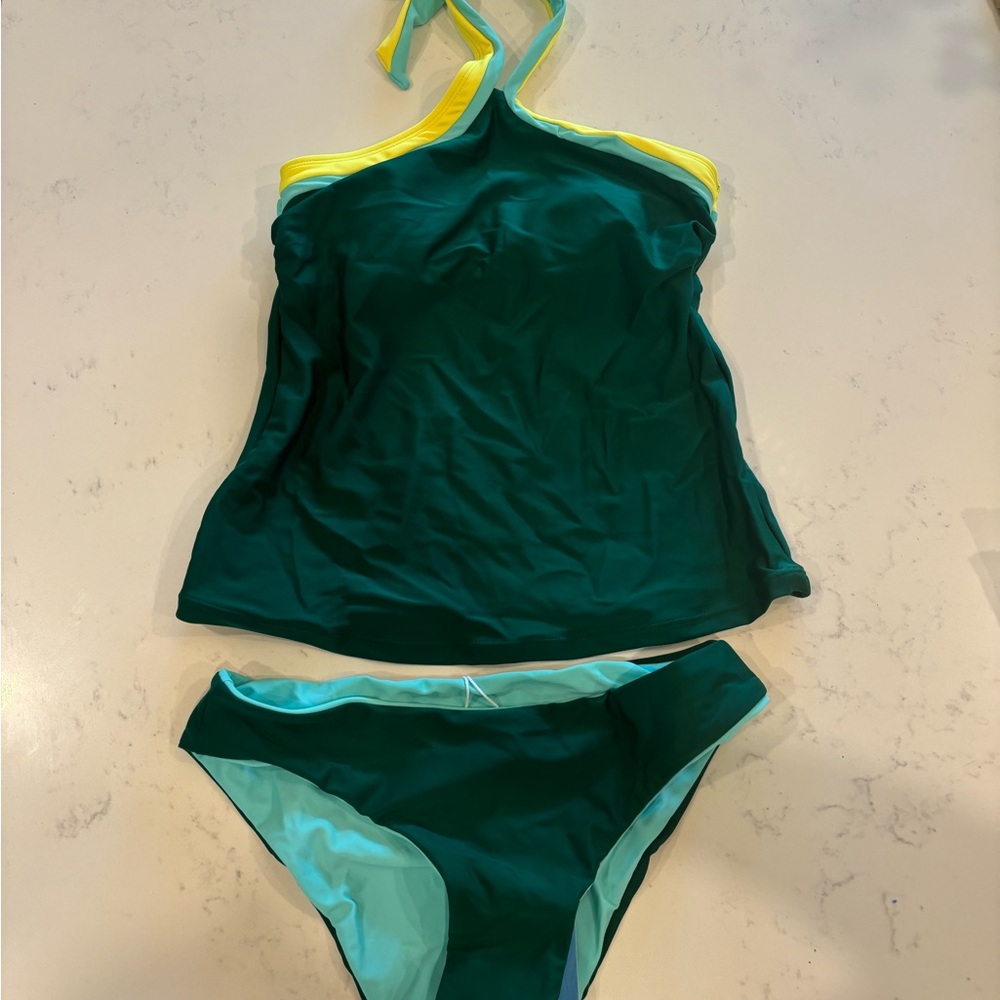NWT cupshe tankini - womens XS - green